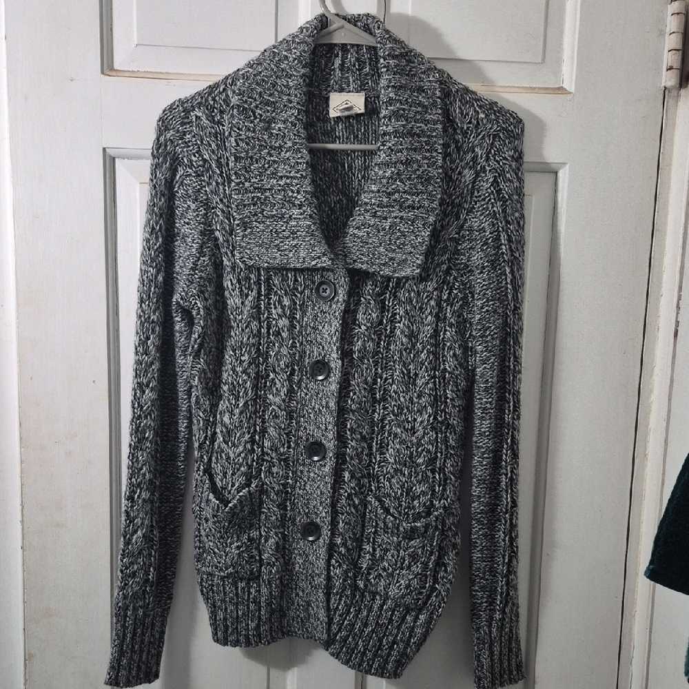 St. John's Bay Black and White Button-Up Cardigan